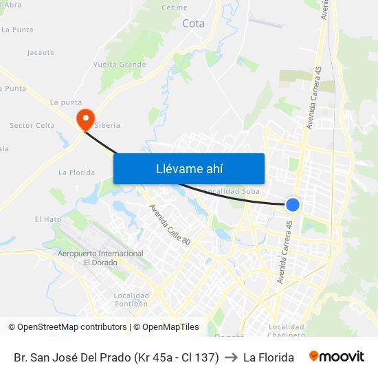 Br. San José Del Prado (Kr 45a - Cl 137) to La Florida map