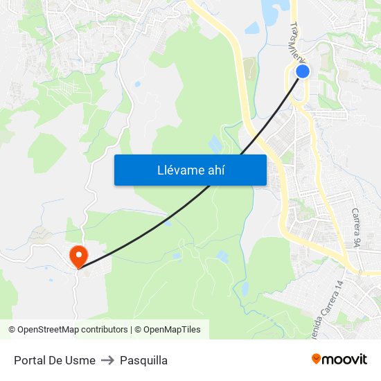 Portal De Usme to Pasquilla map