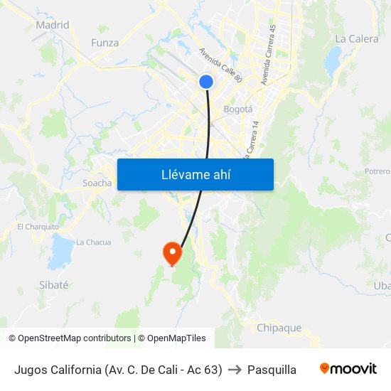 Jugos California (Av. C. De Cali - Ac 63) to Pasquilla map