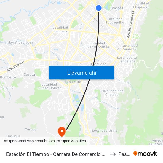 Estación El Tiempo - Cámara De Comercio De Bogotá (Ac 26 - Kr 68b Bis) to Pasquilla map