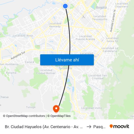 Br. Ciudad Hayuelos (Av. Centenario - Av. C. De Cali) to Pasquilla map