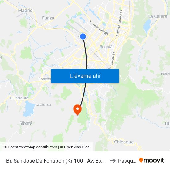 Br. San José De Fontibón (Kr 100 - Av. Esperanza) to Pasquilla map