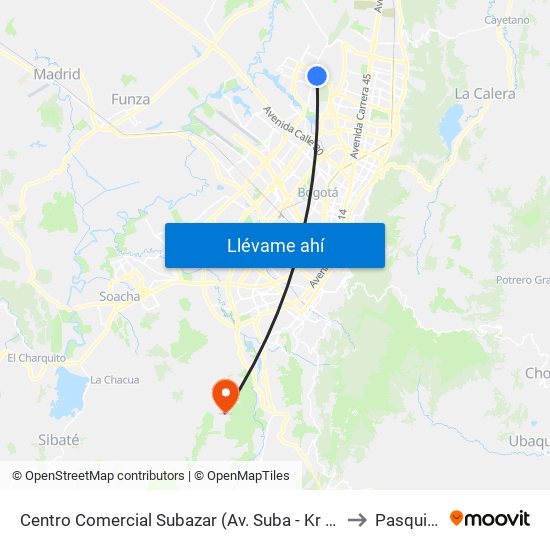 Centro Comercial Subazar (Av. Suba - Kr 91) to Pasquilla map