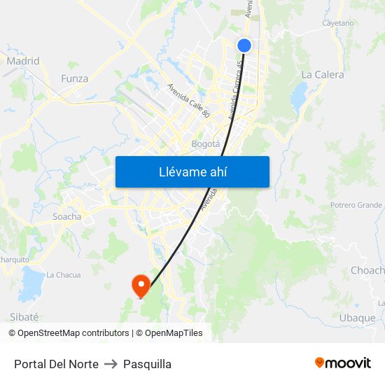 Portal Del Norte to Pasquilla map