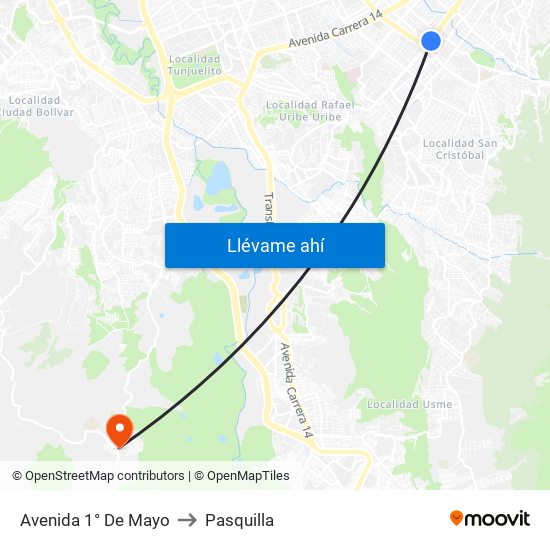 Avenida 1° De Mayo to Pasquilla map