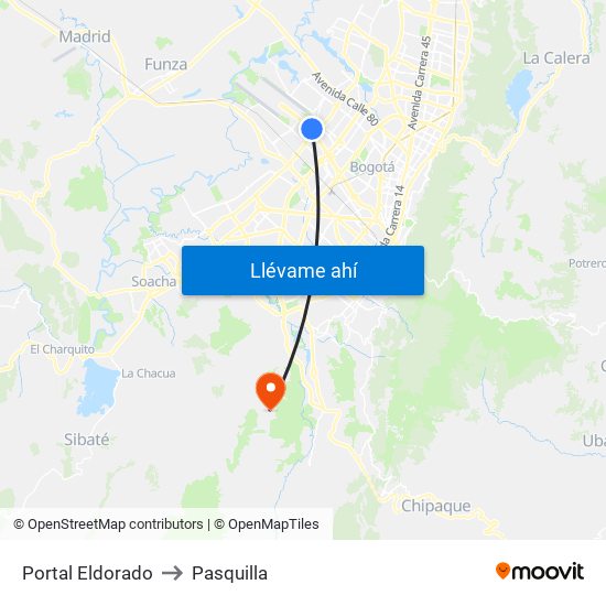Portal Eldorado to Pasquilla map