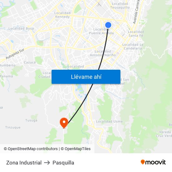 Zona Industrial to Pasquilla map