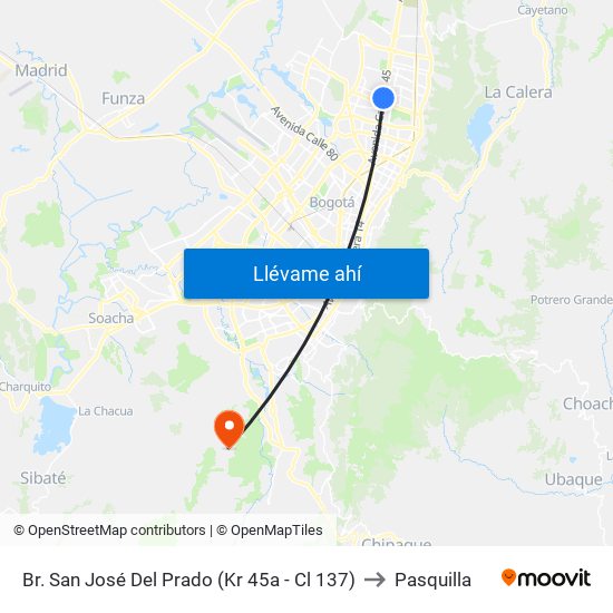 Br. San José Del Prado (Kr 45a - Cl 137) to Pasquilla map