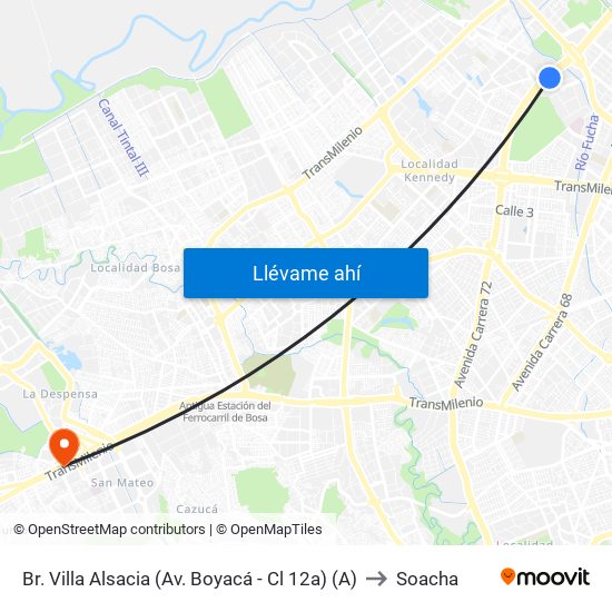 Br. Villa Alsacia (Av. Boyacá - Cl 12a) (A) to Soacha map