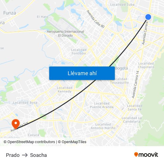 Prado to Soacha map