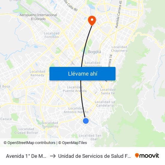 Avenida 1° De Mayo to Unidad de Servicios de Salud Ferias map