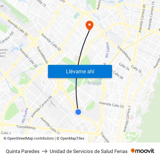 Quinta Paredes to Unidad de Servicios de Salud Ferias map