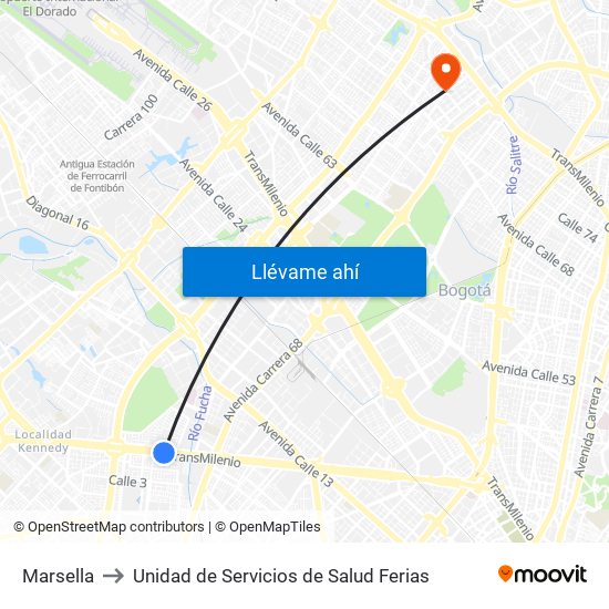 Marsella to Unidad de Servicios de Salud Ferias map