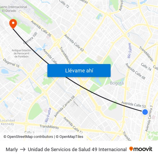 Marly to Unidad de Servicios de Salud 49 Internacional map