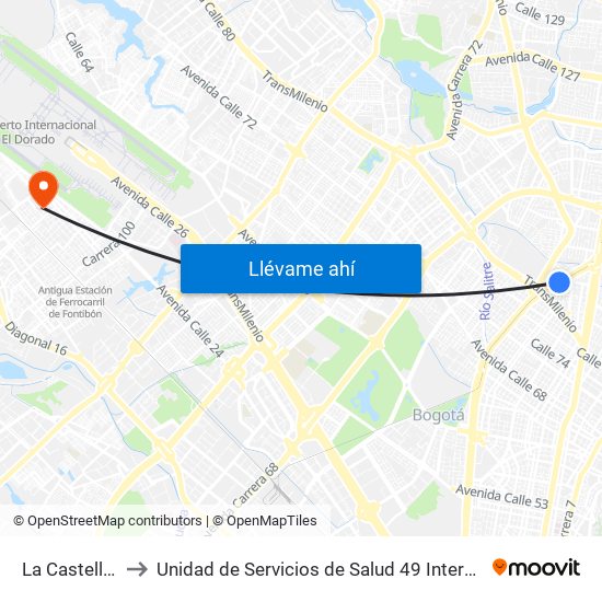 La Castellana to Unidad de Servicios de Salud 49 Internacional map