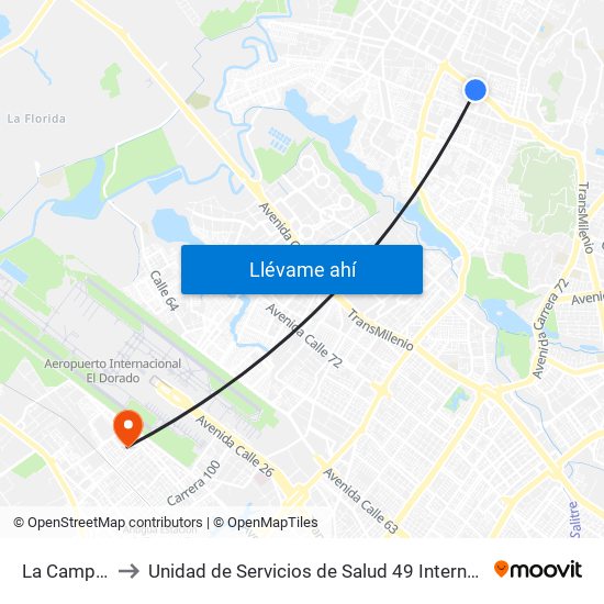 La Campiña to Unidad de Servicios de Salud 49 Internacional map
