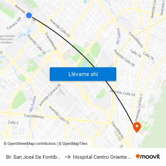 Br. San José De Fontibón (Ac 26 - Kr 96a) to Hospital Centro Oriente Cami Perseverancia map