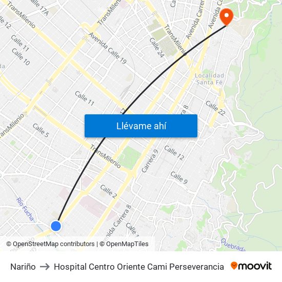 Nariño to Hospital Centro Oriente Cami Perseverancia map