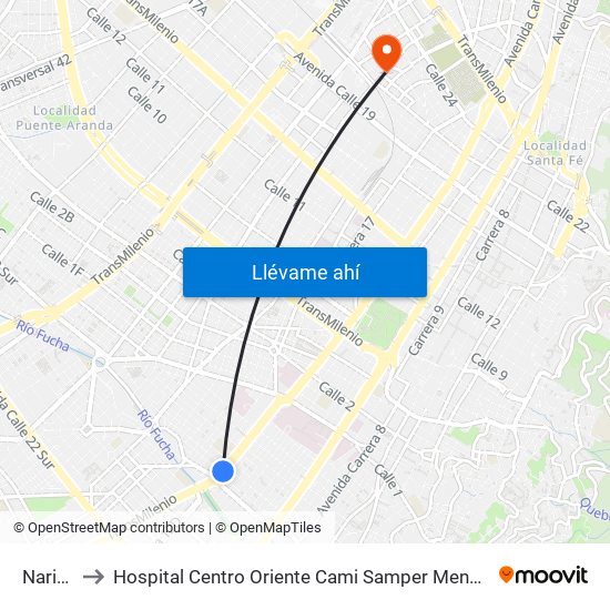 Nariño to Hospital Centro Oriente Cami Samper Mendoza map