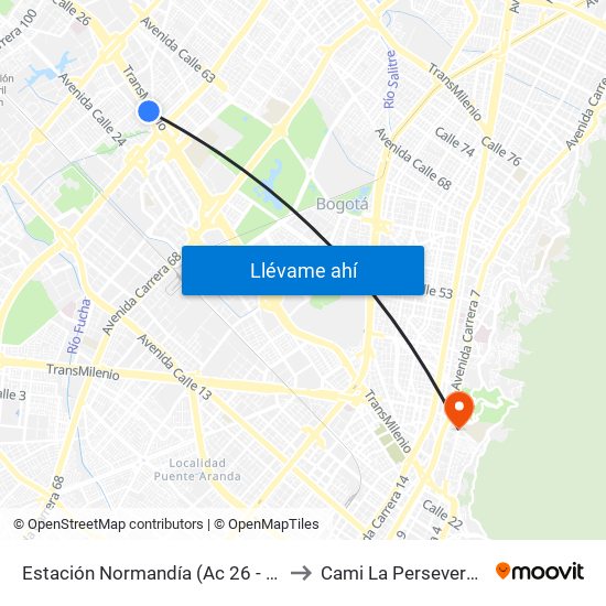 Estación Normandía (Ac 26 - Kr 74) to Cami La Perseverancia map