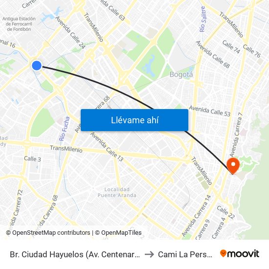 Br. Ciudad Hayuelos (Av. Centenario - Av. C. De Cali) to Cami La Perseverancia map