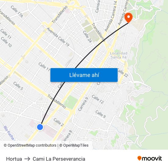 Hortua to Cami La Perseverancia map