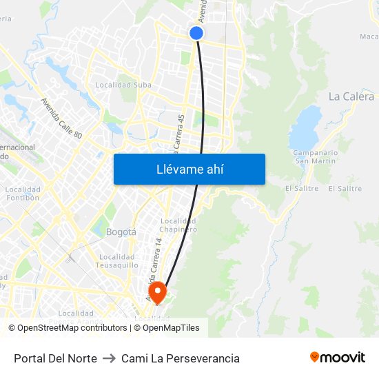 Portal Del Norte to Cami La Perseverancia map