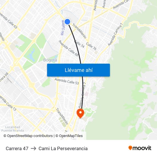 Carrera 47 to Cami La Perseverancia map