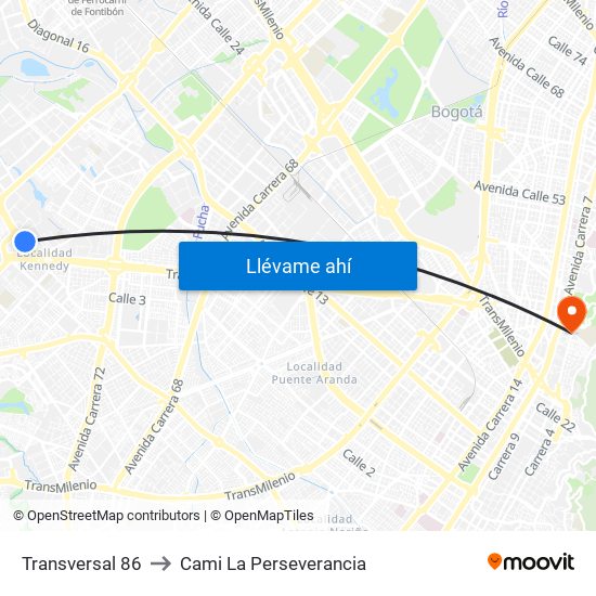 Transversal 86 to Cami La Perseverancia map