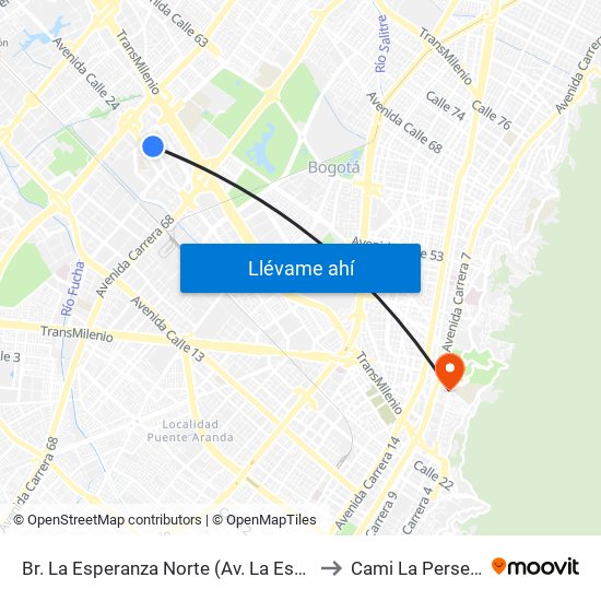 Br. La Esperanza Norte (Av. La Esperanza - Kr 69d) to Cami La Perseverancia map