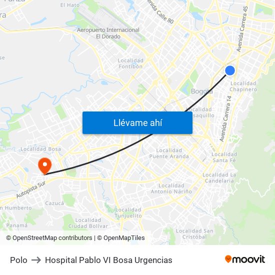 Polo to Hospital Pablo VI Bosa Urgencias map