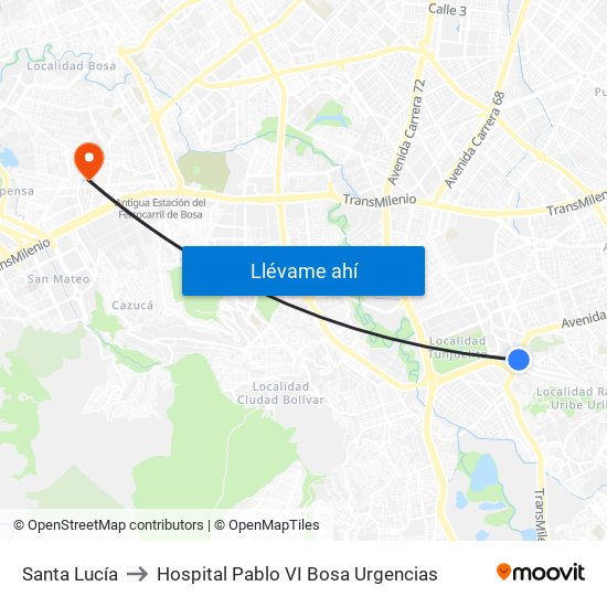 Santa Lucía to Hospital Pablo VI Bosa Urgencias map