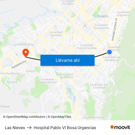 Las Nieves to Hospital Pablo VI Bosa Urgencias map