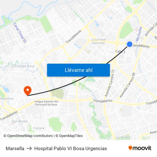 Marsella to Hospital Pablo VI Bosa Urgencias map