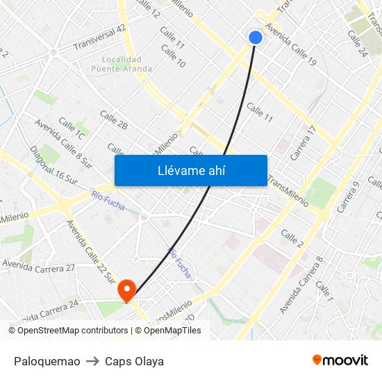 Paloquemao to Caps Olaya map