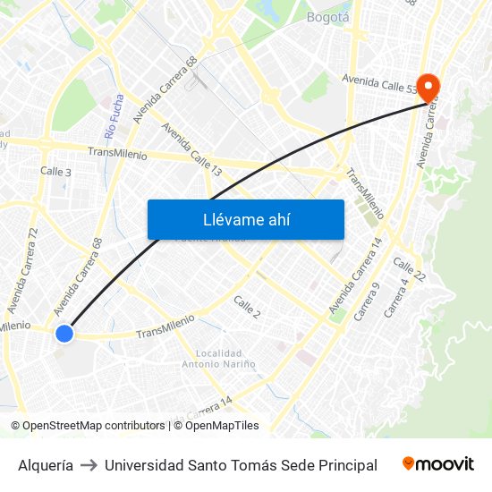 Alquería to Universidad Santo Tomás Sede Principal map