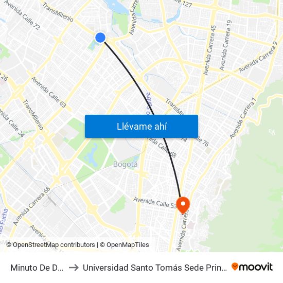 Minuto De Dios to Universidad Santo Tomás Sede Principal map