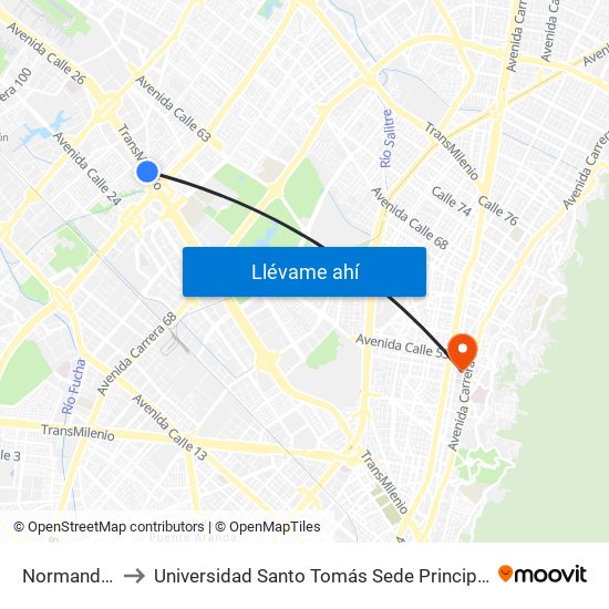 Normandía to Universidad Santo Tomás Sede Principal map