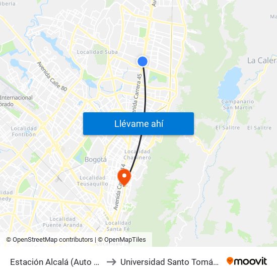 Estación Alcalá (Auto Norte - Cl 136) to Universidad Santo Tomás Sede Principal map