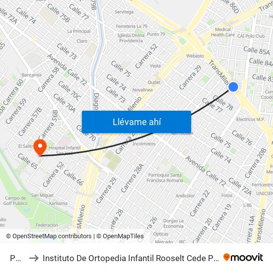 Polo to Instituto De Ortopedia Infantil Rooselt Cede Propace map