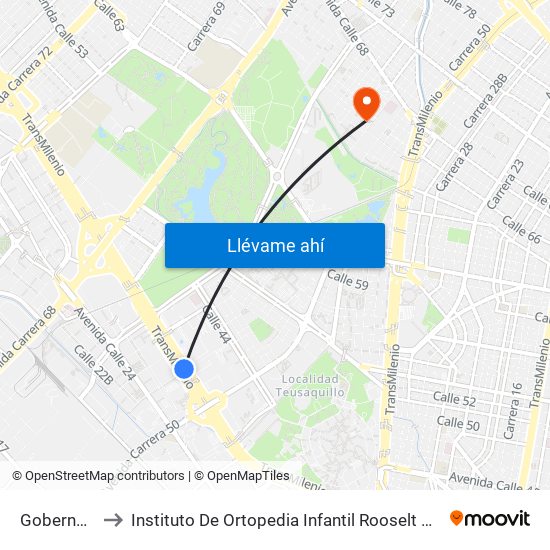 Gobernación to Instituto De Ortopedia Infantil Rooselt Cede Propace map