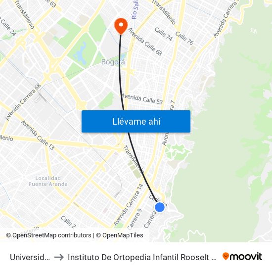 Universidades to Instituto De Ortopedia Infantil Rooselt Cede Propace map