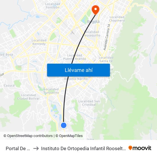 Portal De Usme to Instituto De Ortopedia Infantil Rooselt Cede Propace map