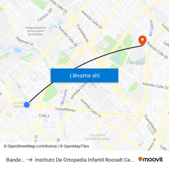 Banderas to Instituto De Ortopedia Infantil Rooselt Cede Propace map