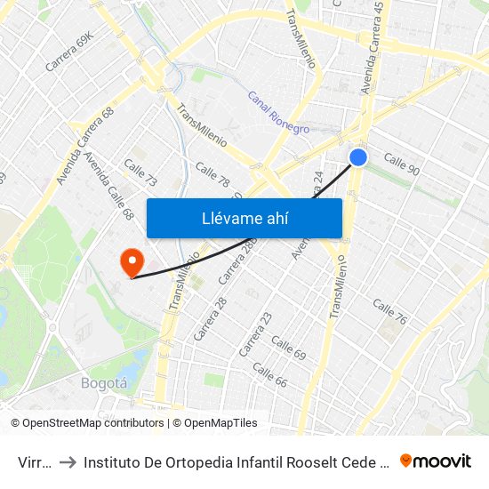 Virrey to Instituto De Ortopedia Infantil Rooselt Cede Propace map