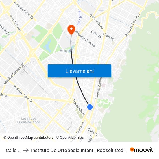 Calle 34 to Instituto De Ortopedia Infantil Rooselt Cede Propace map