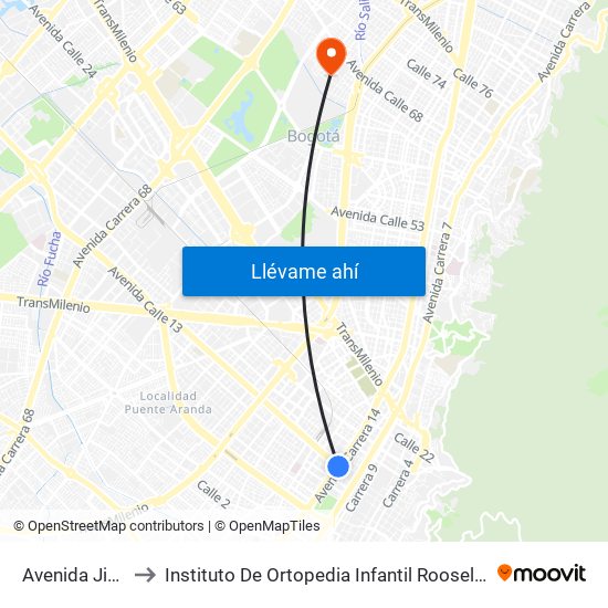 Avenida Jiménez to Instituto De Ortopedia Infantil Rooselt Cede Propace map