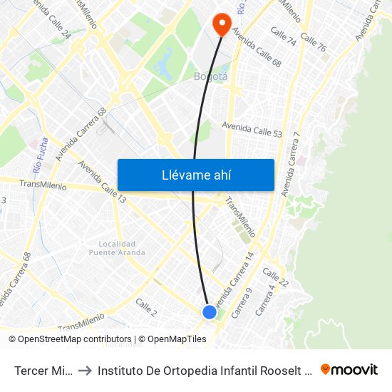 Tercer Milenio to Instituto De Ortopedia Infantil Rooselt Cede Propace map