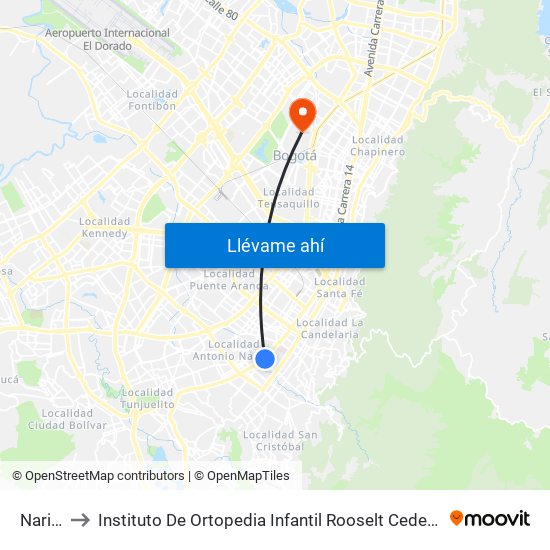 Nariño to Instituto De Ortopedia Infantil Rooselt Cede Propace map