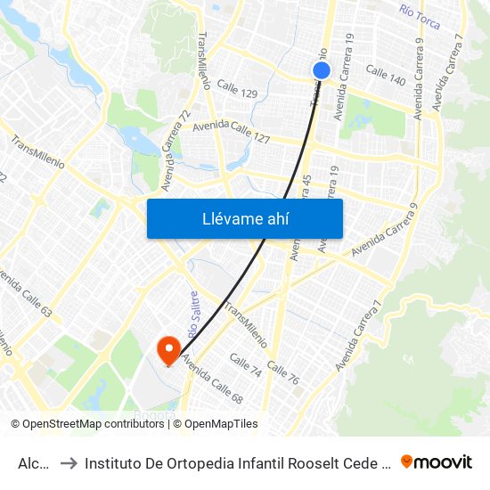 Alcalá to Instituto De Ortopedia Infantil Rooselt Cede Propace map